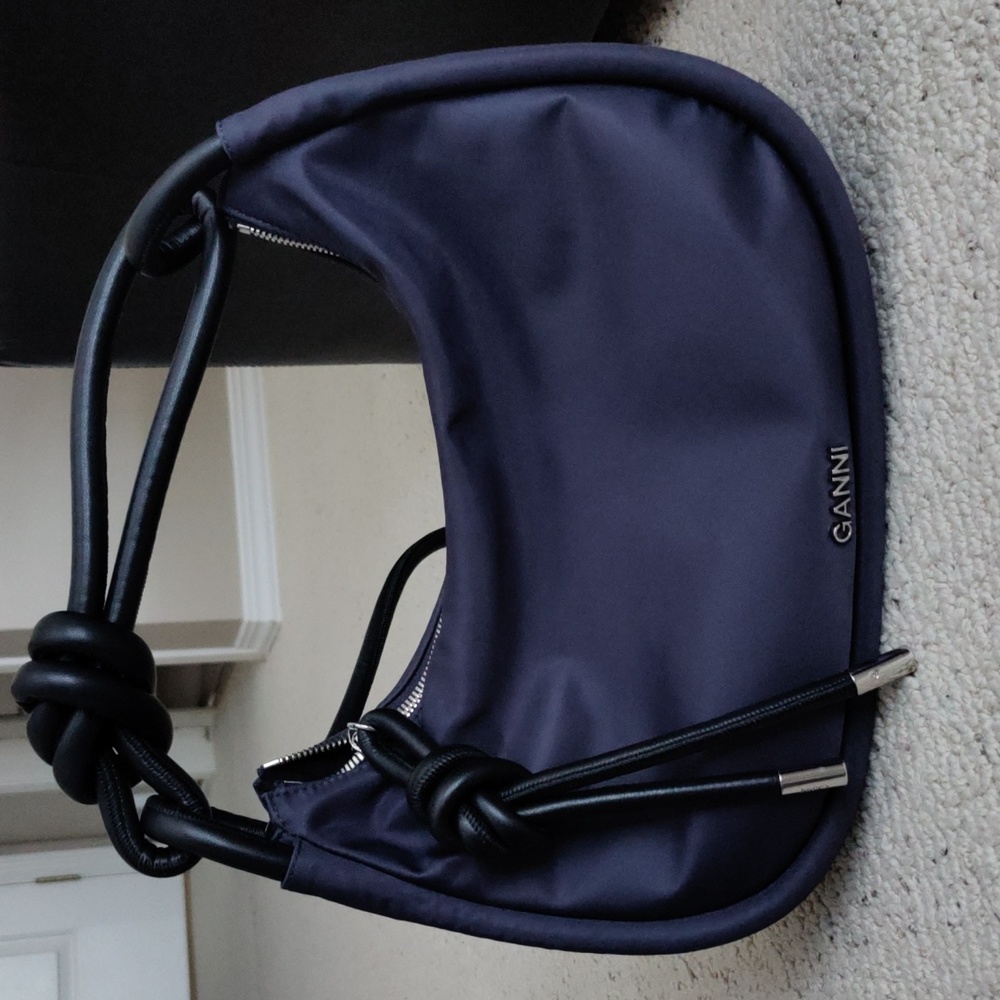 GANNI Navy Knot-Handle Shoulder Bag *Price firm*